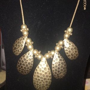 Rustic vintage Gold Statement bib necklace set